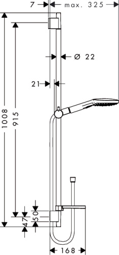 Душевой набор Hansgrohe Raindance Select E 120 3jet штанг 90см, с мыльницей, хром/белый 26621400