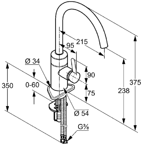 Смеситель для кухни Kludi E-GO 422100575 хром, сенсор 6V