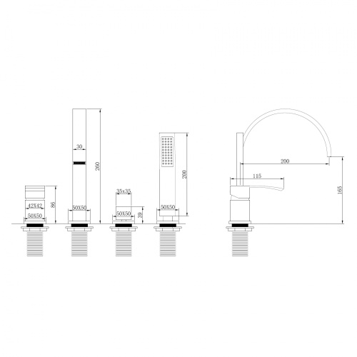 Смеситель для ванны ABBER Wasserfall AF8613NG на борт ванны, никель