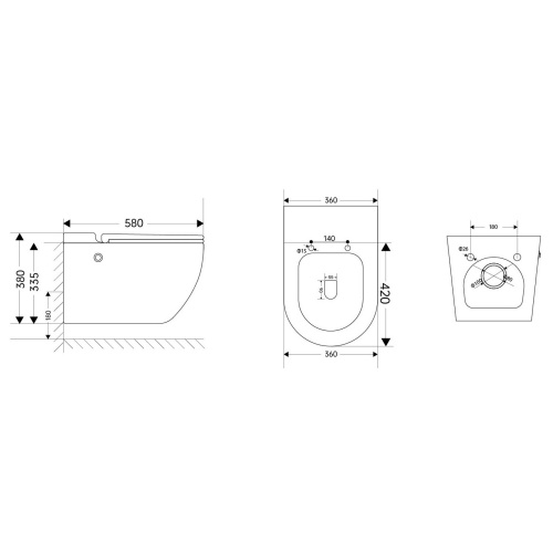 Комплект ABBER подвесной унитаз Bequem AC1108P белый с импульсным смывом, инсталляция AC0101P