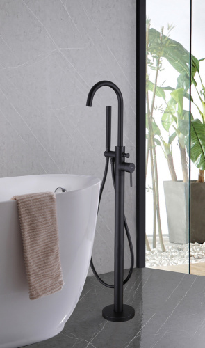 Смеситель для ванны ABBER Wasser Kreis AF8115B напольный, черный матовый