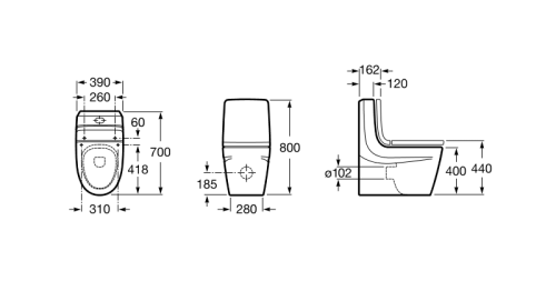 Чаша унитаза Roca Khroma 390x700 без бачка 342657000