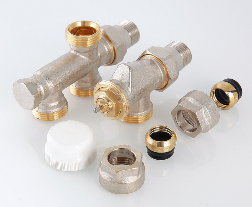 Термостатический узел Valtec для нижнего подключения радиатора однотрубная система (комплект) 1/2"х50% VT.225K.N.E04050