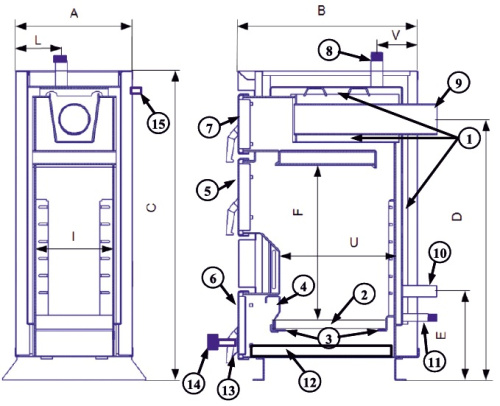 Котел твердотопливный 16кВт TIS SMALL 16
