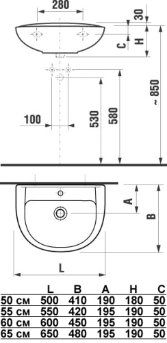 Раковина Jika Olymp 106110001049 белый 500x410
