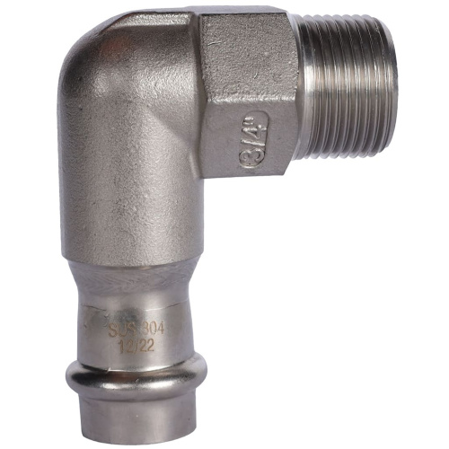 Угольник с резьбой ВПр-НР 18х3/4" пресс, нержавеющая сталь Rommer