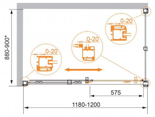 Душевой уголок 120x90 Cezares ANIMA-W-AH-1-120/90-C-Cr