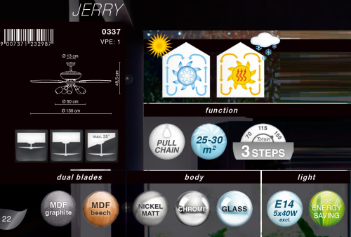 Люстра-вентилятор Globo Jerry 0337