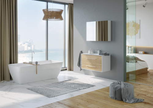 Тумба с умывальником AQWELLA Miami 97,5 Дуб сонома MAI0110