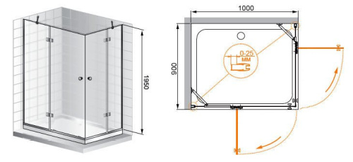 Душевой уголок 120x100 Cezares VERONA-W-AH-2-120/100-P-Cr-R