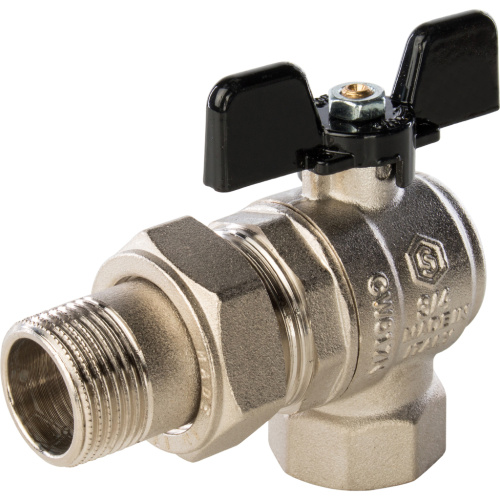 Угловой кран шаровой 3/4"ВН с американкой EPDM, ручка бабочка Stout SVB-0008-000020