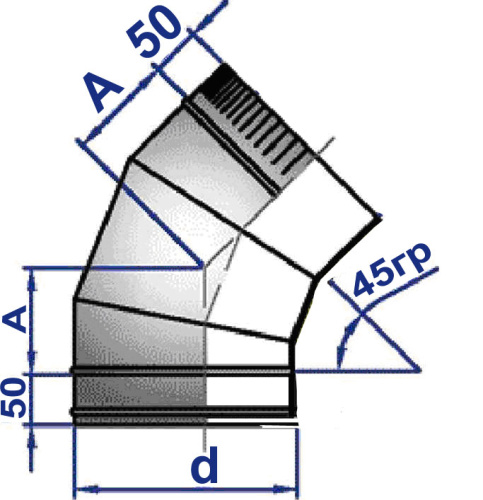 Отвод 45° D=150(0.5) нерж.430