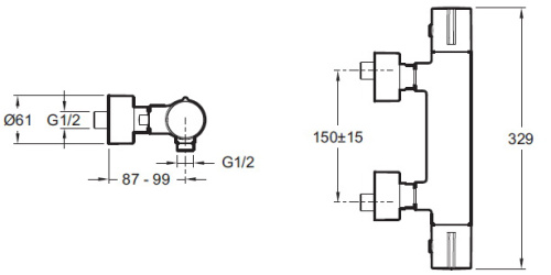 Смеситель для душа Jacob Delafon Toobi E8991-CP Хром, термостатический