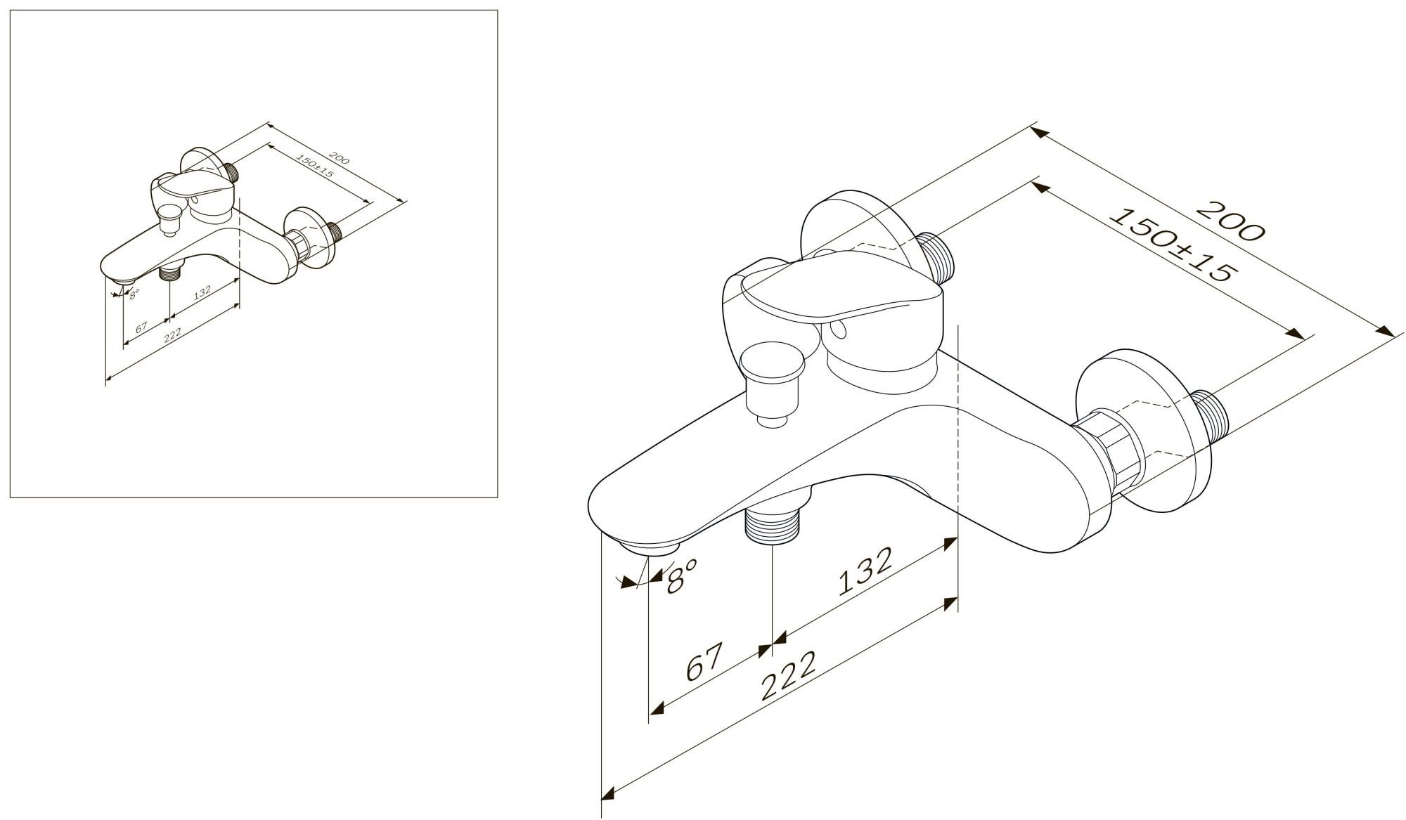 Смеситель для ванны AM.PM Like F8010016 хром