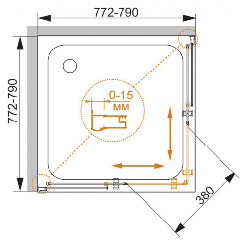 Душевой уголок 90x90 Cezares PRATICO-A-2-90-C-Cr