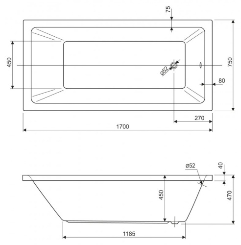 Передняя панель для акриловой ванны Riho PLANE-180-SCR