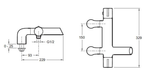 Смеситель для ванны Jacob Delafon Toobi E9095-CP Хром, на деку ванны, термостатический