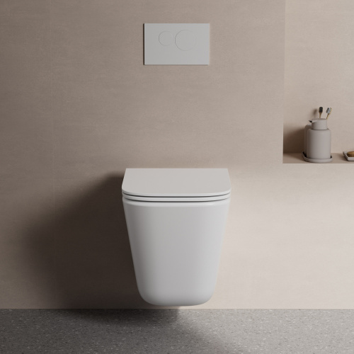 Подвесной унитаз ABBER Rechteck AC1219TC белый, безободковый, смыв торнадо, с закрытым дном