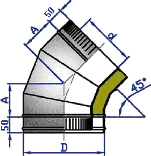 Отвод 45° D=150(0.5)/250 нерж.430