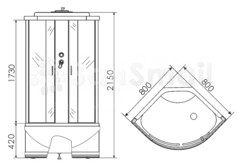 Душевая кабина 80x80 Erlit Comfort ER3508TP-C3 высокий поддон