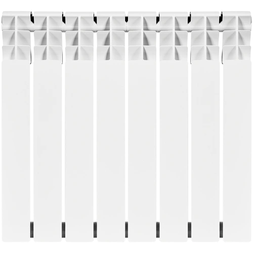 Биметаллический радиатор Rommer Optima Bm 500 - 8 секции, боковое, белый RAL9016