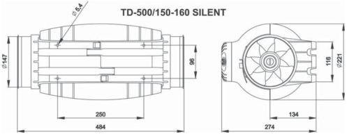 Вентилятор канальный TD-500/150-160 SILENT T 3V (220-240V 50/60) N8 Soler & Palau
