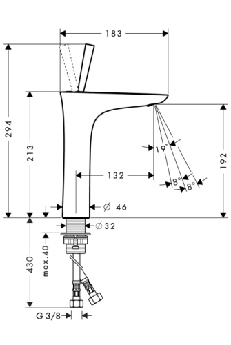 Смеситель для раковины Hansgrohe PuraVida 15081400 белый, высокий, сливной клапан Push-Open