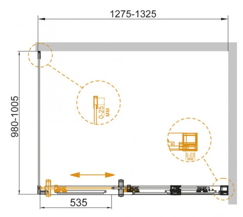 Душевой уголок 120x100 Cezares DUET SOFT-AH-1-120/100-C-Cr
