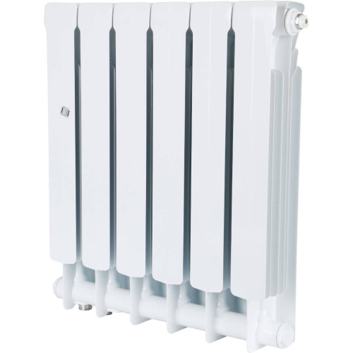 Биметаллический радиатор STOUT Space 500 - 6 секций, нижнее справа, белый RAL 9016