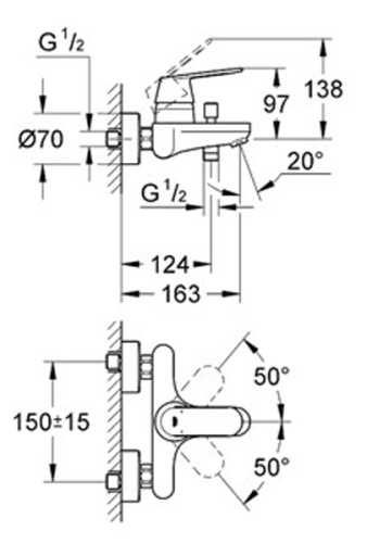 Смеситель для ванны Grohe Eurosmart Cosmopolitan 32831000 Хром