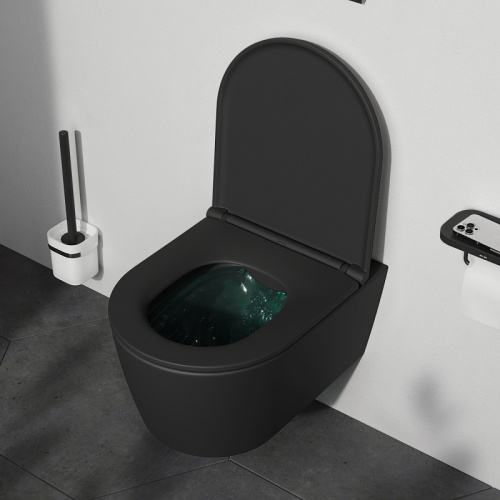 Подвесной унитаз Am.Pm Func C8F1700MBSC черный матовый, FlashClean безободковый с сиденьем микролифт