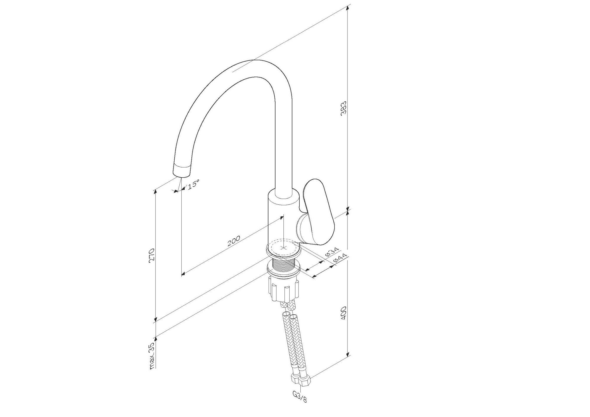 Смеситель для кухни AM.PM Like F8007122 элегантный черный
