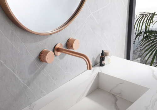 Смеситель для раковины ABBER Wasser Kreis AF81122MRG скрытого монтажа, розовое золото матовое