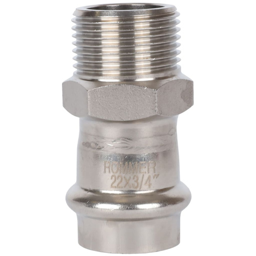 Соединитель ВПр-НР 22x3/4" пресс, нержавеющая сталь Rommer
