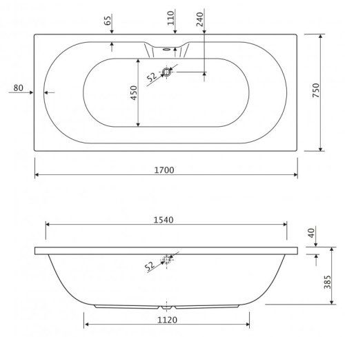 Металлический каркас для акриловой ванны Riho 1700x700 EMP-170-70-MF-R