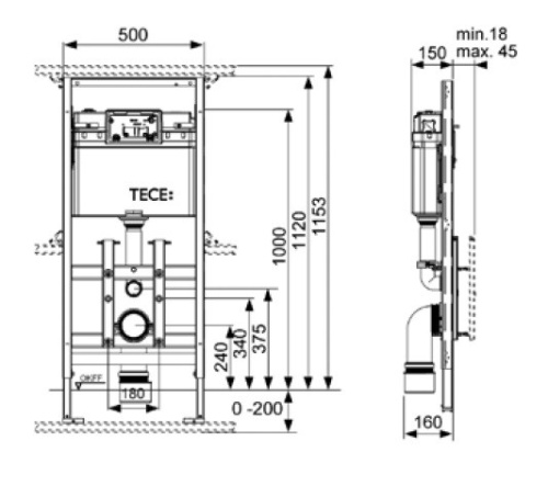 Инсталяция для унитаза TECElux 100 9600100