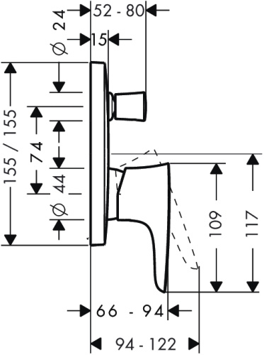 Смеситель для скрытого монтажа Hansgrohe PuraVida 15445400 Белый/Хром, неполный комплект