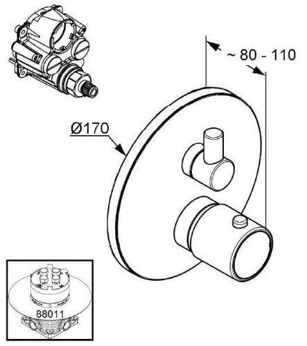 Смеситель для скрытого монтажа Kludi Zenta 388300545 Хром, переключатель ванна-душ, неполный комплект