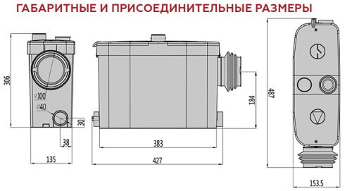 Канализационная насосная станция Rommmer BIOLIFT R-4S выход сбоку 1x100 и 3x40