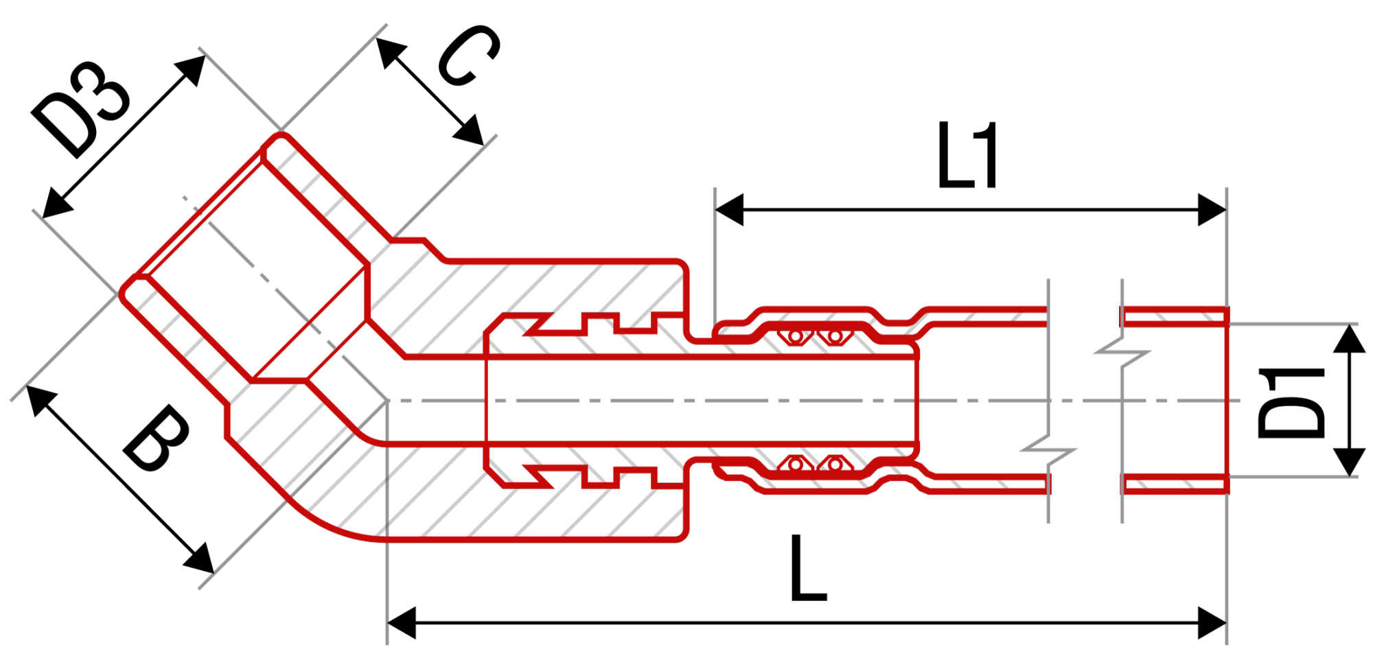 Угольник 45° радиаторный FV-plast 20-270мм полипропилен AA244020270