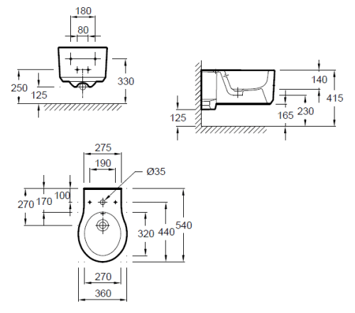Биде Jacob Delafon Formilia E4792-00 белый 360х250х540