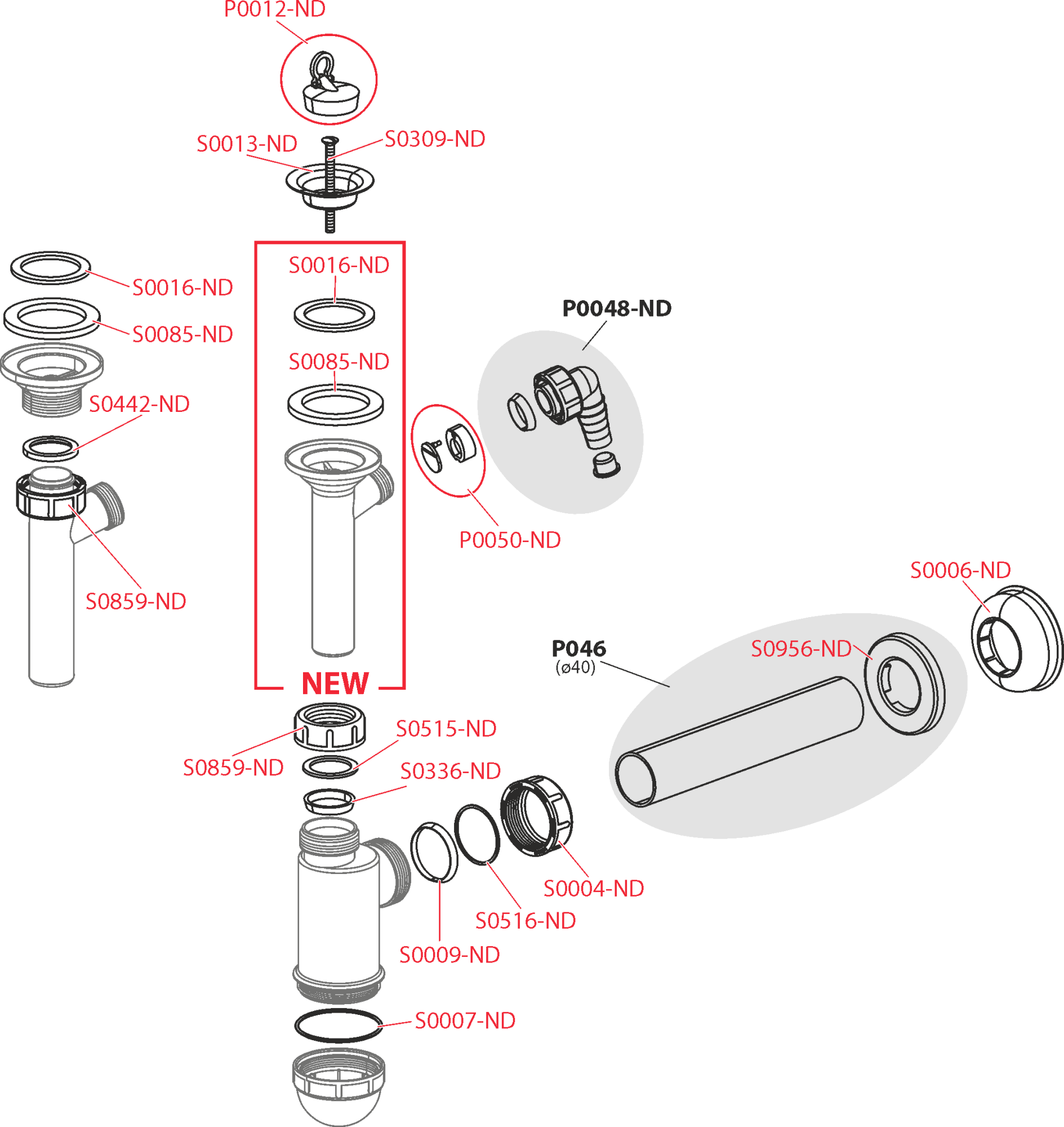 Сифон Alcaplast d 40 мм, для раковины, с подводкой, с нержавеющей решеткой d 63 мм A41P