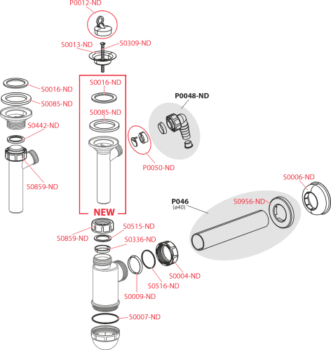 Сифон Alcaplast d 40 мм, для раковины, с подводкой, с нержавеющей решеткой d 63 мм A41P