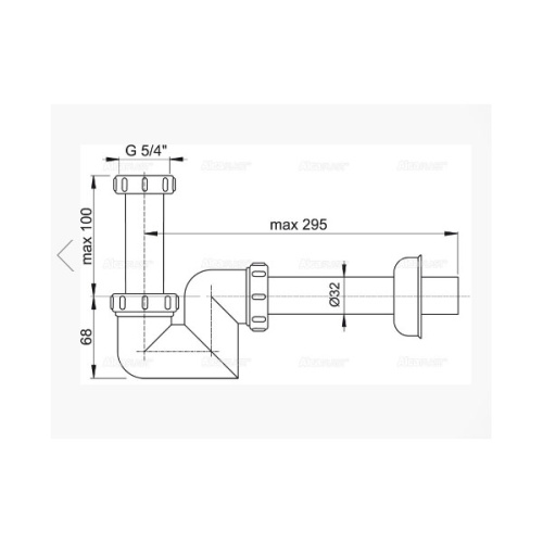 Сифон Alcaplast для умывальника и биде, d 32 мм, пластик A45FPR.32