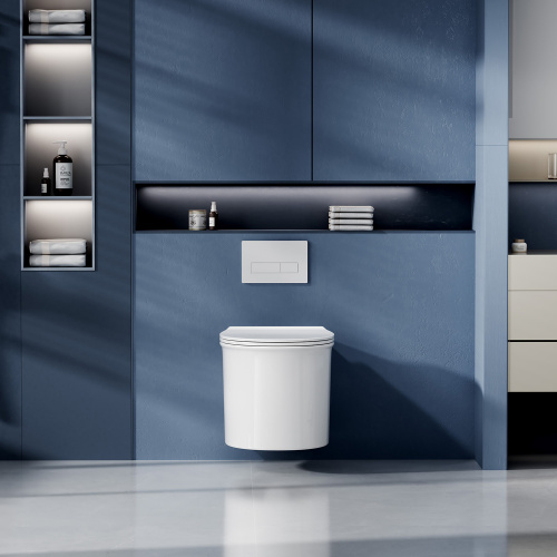 Подвесной унитаз ABBER Bequem AC1127 белый, безободковый, смыв торнадо и струйный смыв