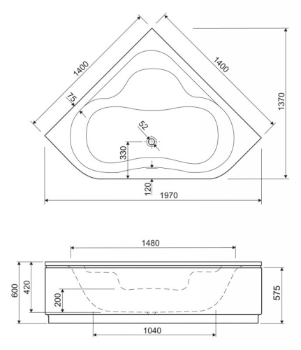 Акриловая ванна Riho 1400x1400x410 PLITVICE-140-140-41