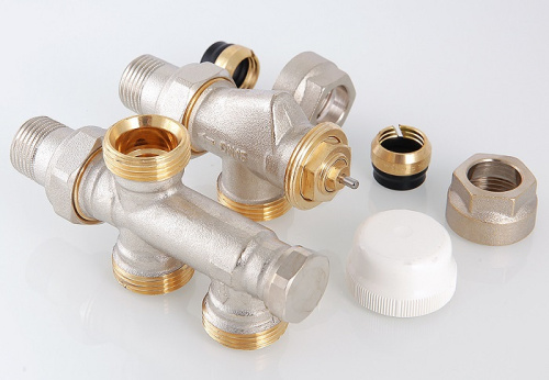 Термостатический узел Valtec для нижнего подключения радиатора однотрубная система (комплект) 1/2"х50% VT.225K.N.E04050