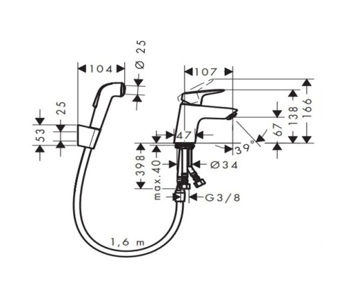 Смеситель для раковины Hansgrohe Logis 71290000 хром, гигиенический душ