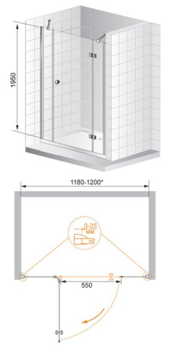 Душевая дверь в нишу Cezares VERONA-W-B-13-80+60/30-C-Cr