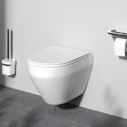 Унитаз с инсталляцией Am.Pm IS49051.701700 клавиша Pro L хром + Spirit V2.0 белый, безободковый, сиденье микролифт